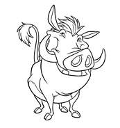 coloriage roi lion pumbaa fier